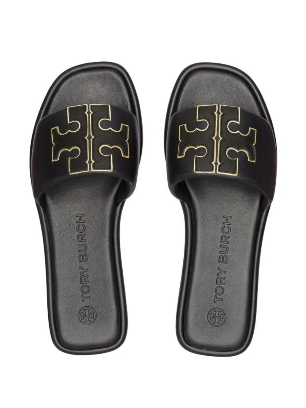 Tory Burch Double T Sport Slide Sandals Black 5.5